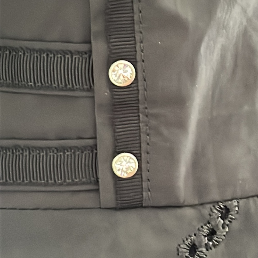 WHBM Eyelet Zip Front BlazerJacket with Rhinestone Accents and Peplum Hemline - Picture 9 of 14
